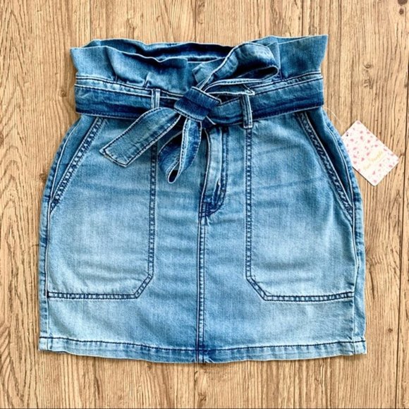 FREE PEOPLE Paperbag High Waist Denim Mini Skirt - Picture 5 of 9